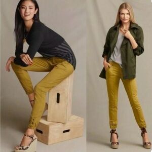 CAbi Cropped Cargo Joggers in Mustard